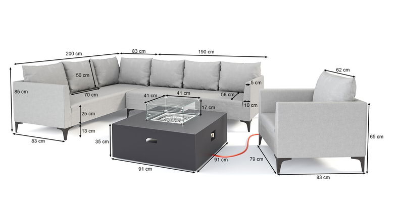 Insiem Lounge Plus mit Feuertisch Vesuv