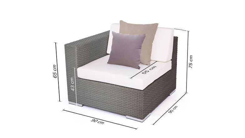 Cube Abschlusssofa 90 cm (grau)