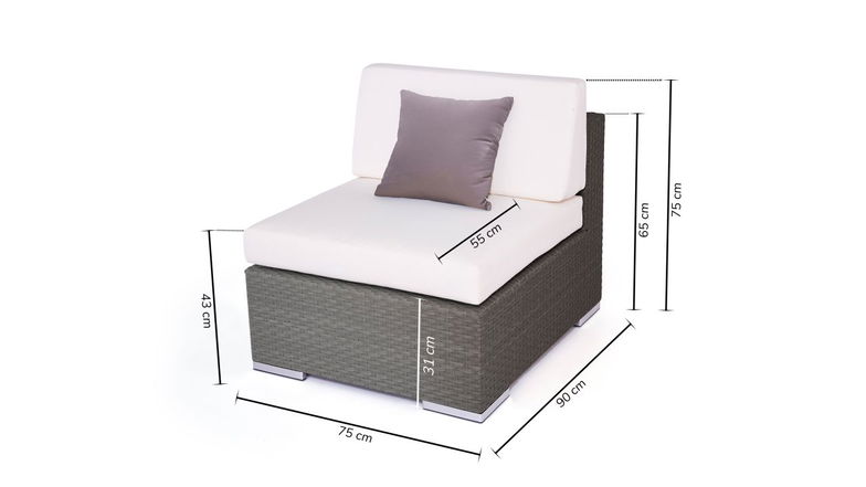 Cube Mittelsofa (anthrazit)